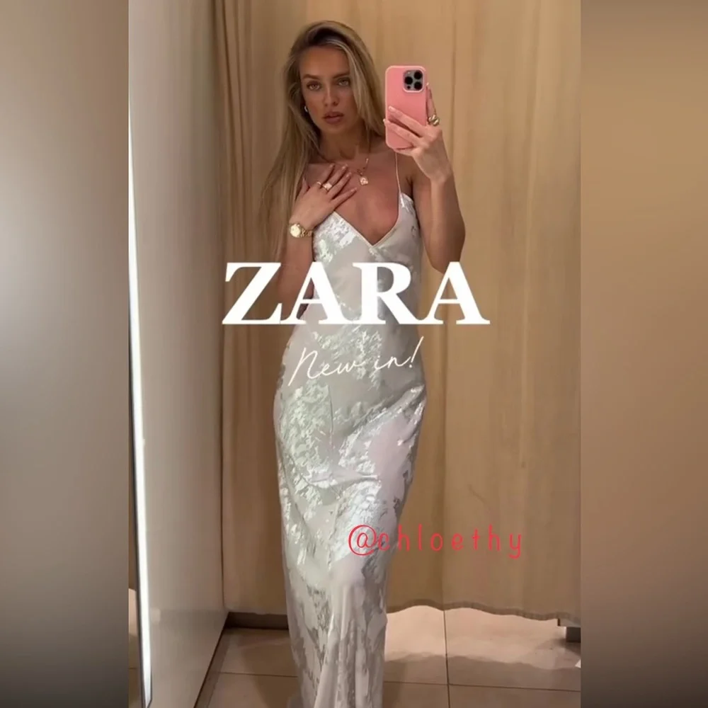 Zara METALLIC SLIP DRESS